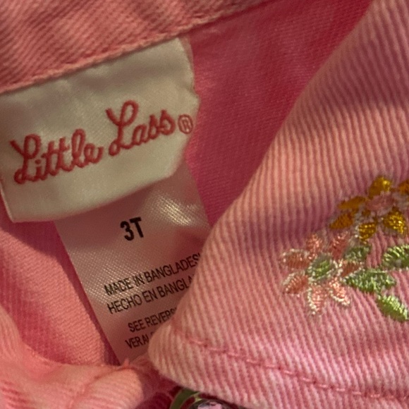 Little Lass Pink Jean Jacket with Embroidery 3T - Picture 4 of 6